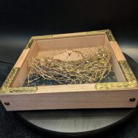 Gilded Corner Red Oak Wood Frame with Mourning Dove and Brood and Tiger Eye Stone Sculpture - Image 8