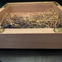 Gilded Corner Red Oak Wood Frame with Mourning Dove and Brood and Tiger Eye Stone Sculpture - Image 7