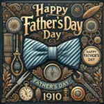 A Zephyr website image for "Happy Father's Day". A bowtie. tools and clocks decorate this Father's Day image.