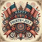 A Zephyr website image for "Happy fourth of July". American flags, medallions fireworks and flowers adorn this fourth of July image.