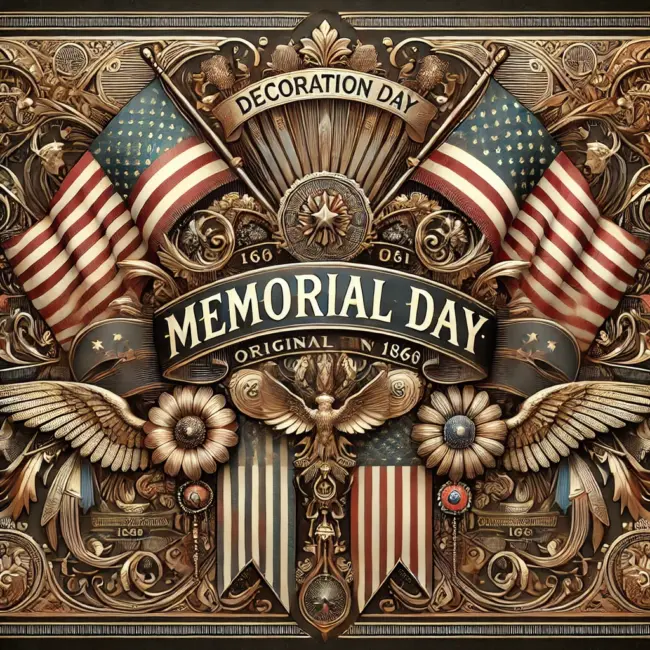 Memorial Day A Zephyr website image for "Memorial Day". American flags are joined by Eagles and wings.