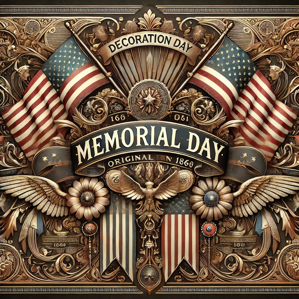 Memorial Day A Zephyr website image for "Memorial Day". American flags are joined by Eagles and wings.