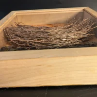Cherry Wood Frame with Mourning Dove Brood and Tiger Eye Stone Sculpture - Image 5