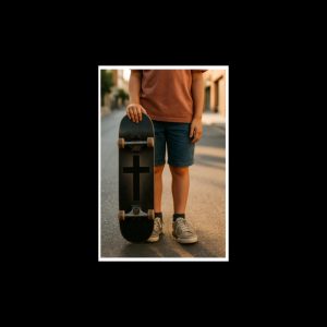 Boy with  his cross skateboard, portrait