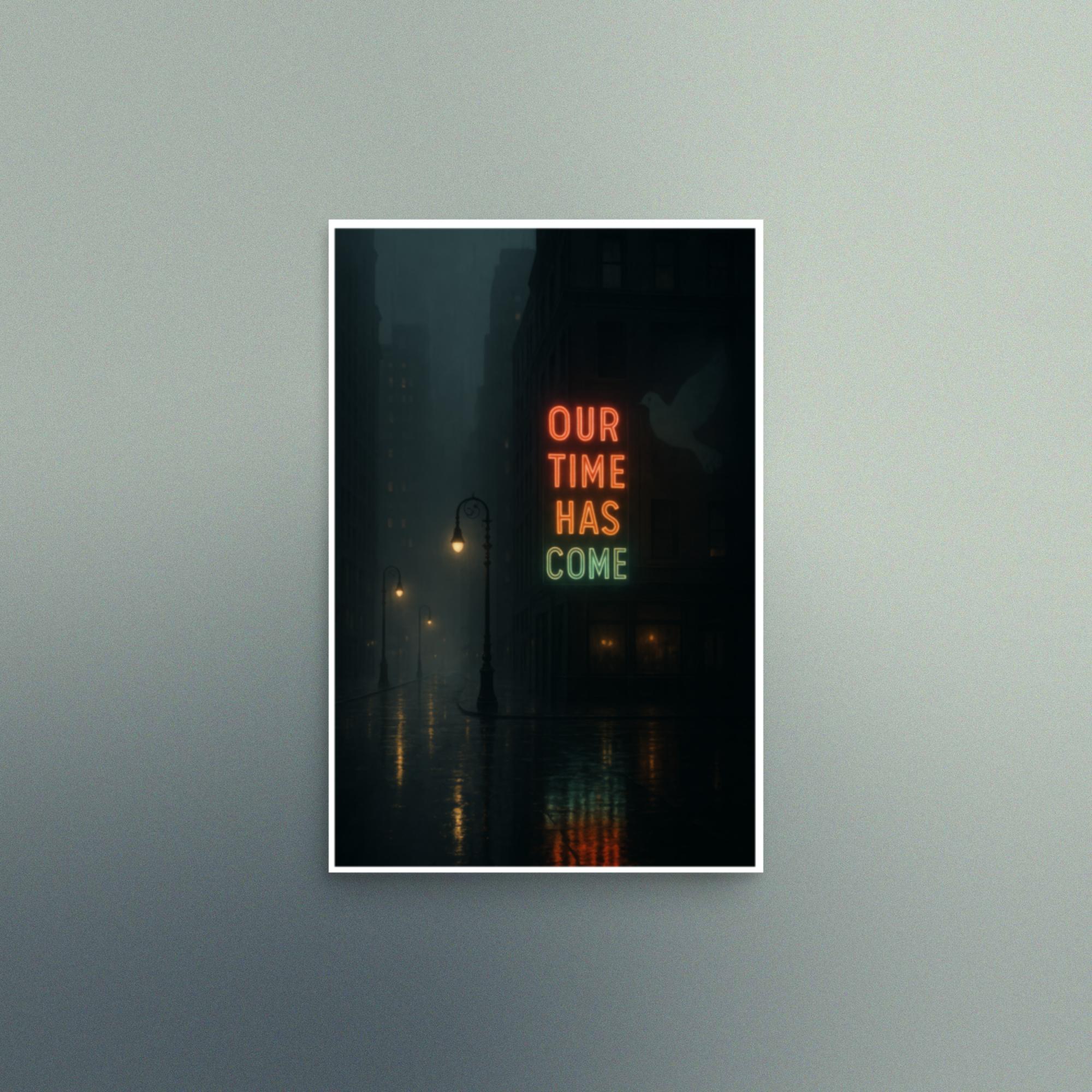 Rainy city night, OTHC neon sign, portrait - Image 2