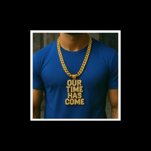 Blue shirt man with pendant, square