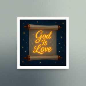 God Is Love Parchment Scroll - Gold - Square
