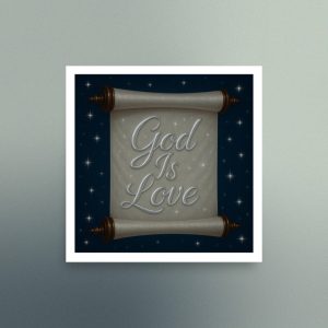 God Is Love Parchment Scroll - Silver - Square
