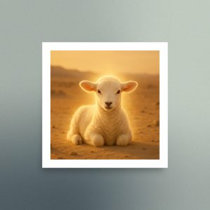 Sacred  Desert Scene with a Baby Lamb - Square