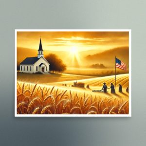 American Wheat Field and Church - Square