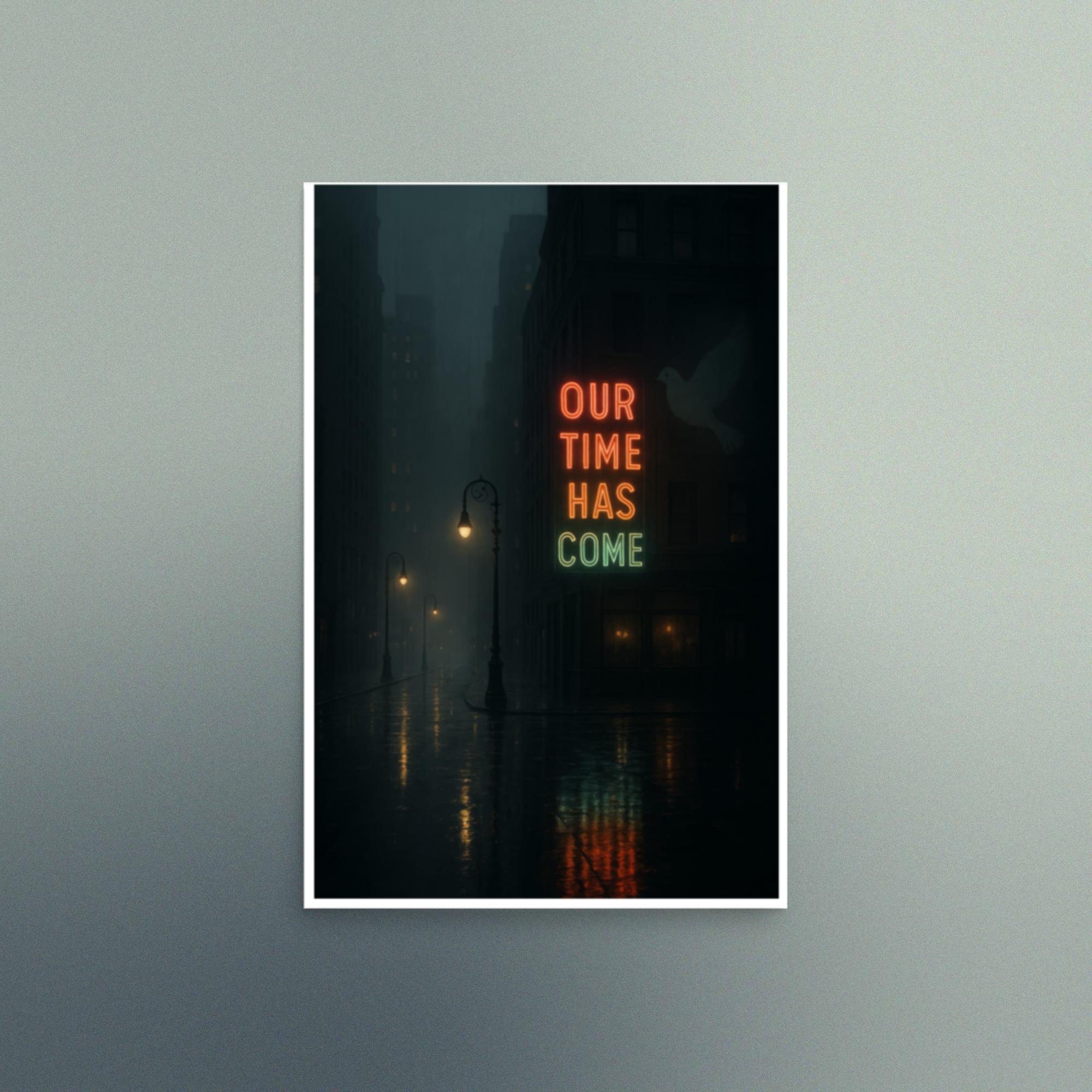 Rainy city night, OTHC neon sign, portrait - Image 4