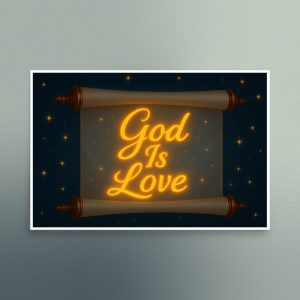 God Is Love Parchment Scroll - Gold - Landscape