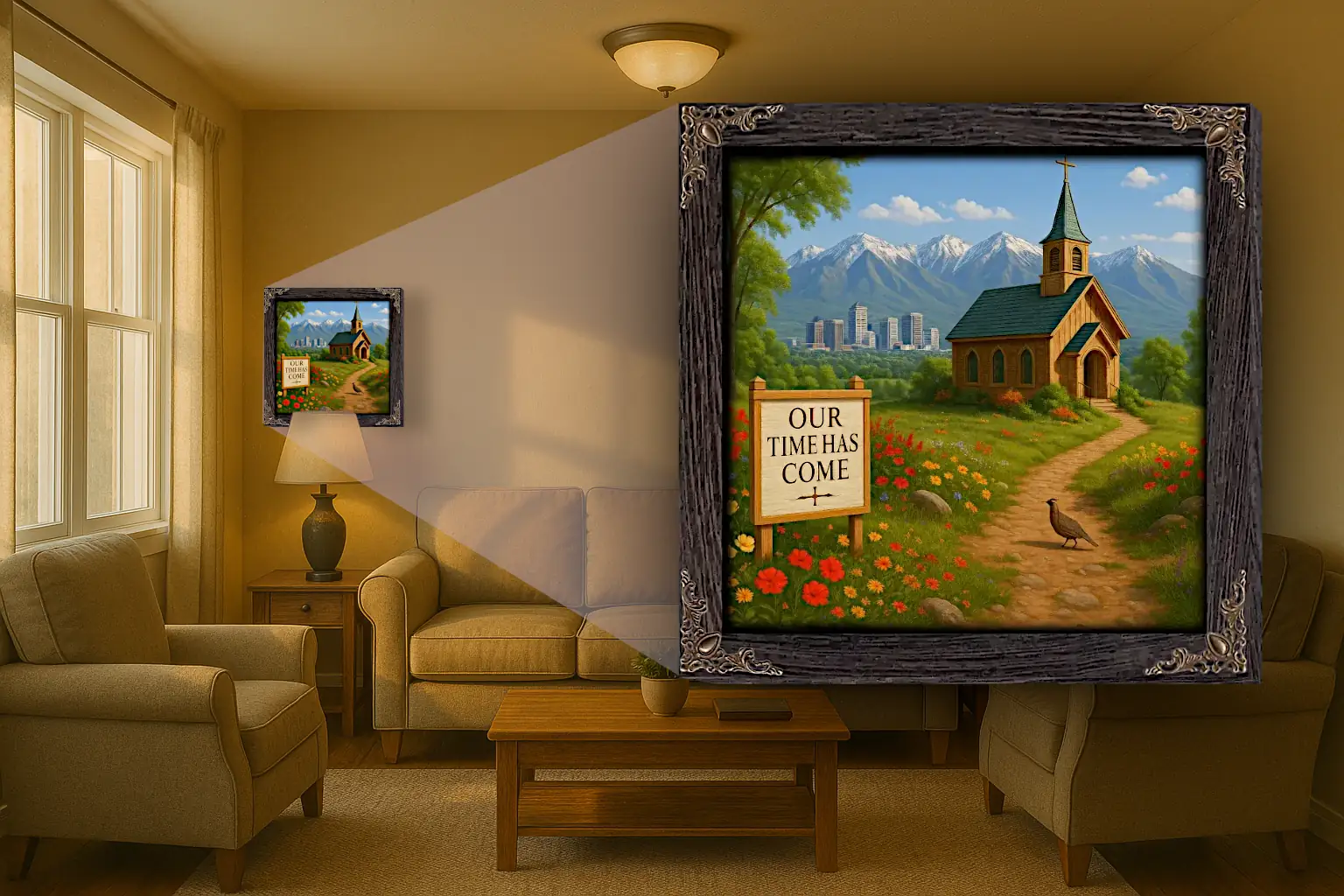 Our Time Has Come - Utah - Framed Christian Devotional Art (Square) - Image 4