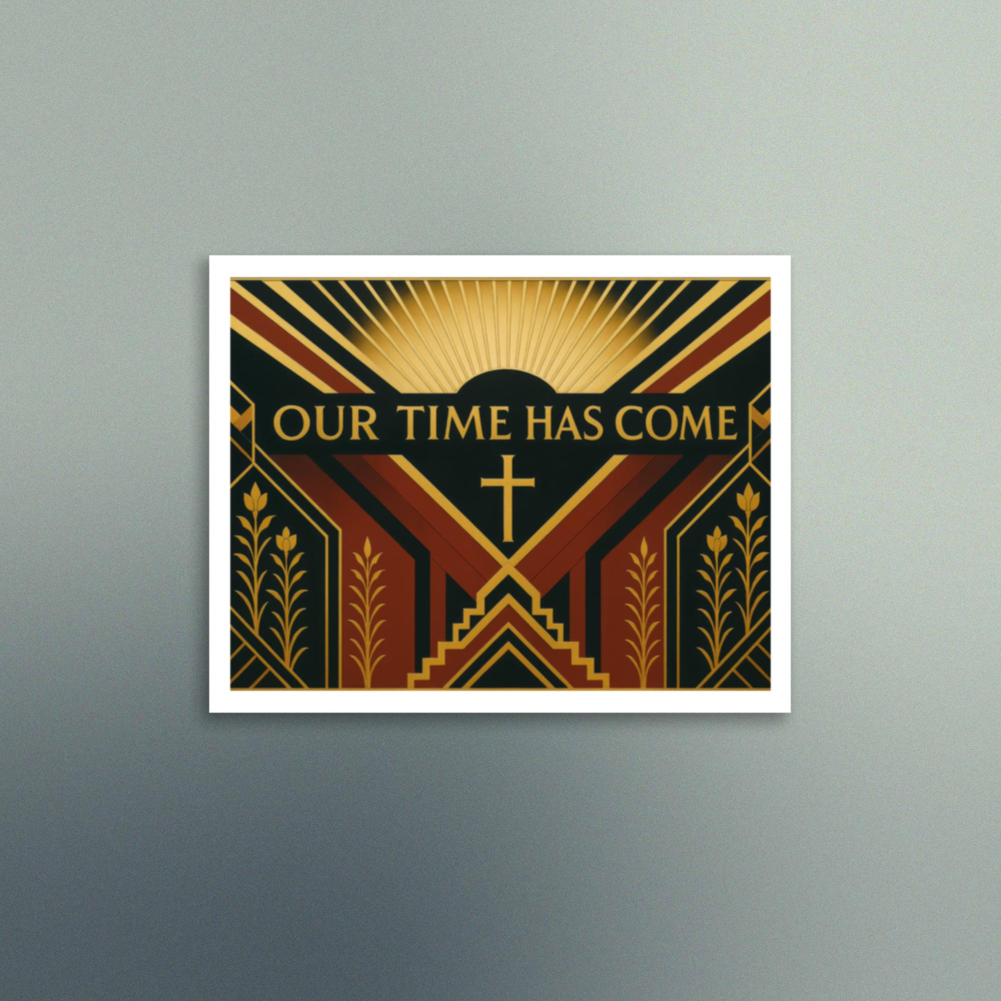 Our Time Has Come - Art Deco Design in Red - Christian Devotional Art Print - Semi Gloss - Rectangle - Image 4