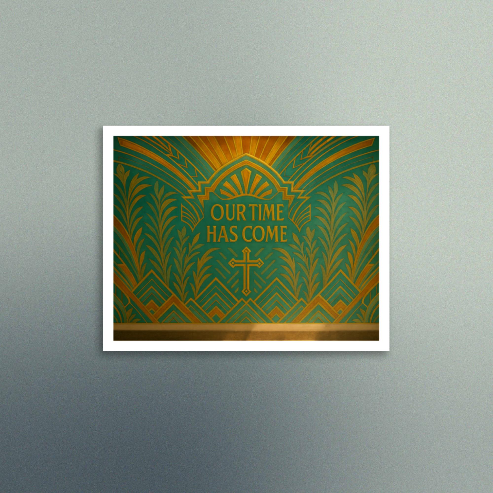 Our Time Has Come - Teal and Gold Art Deco Design - Semi Gloss - Rectangle - Image 5