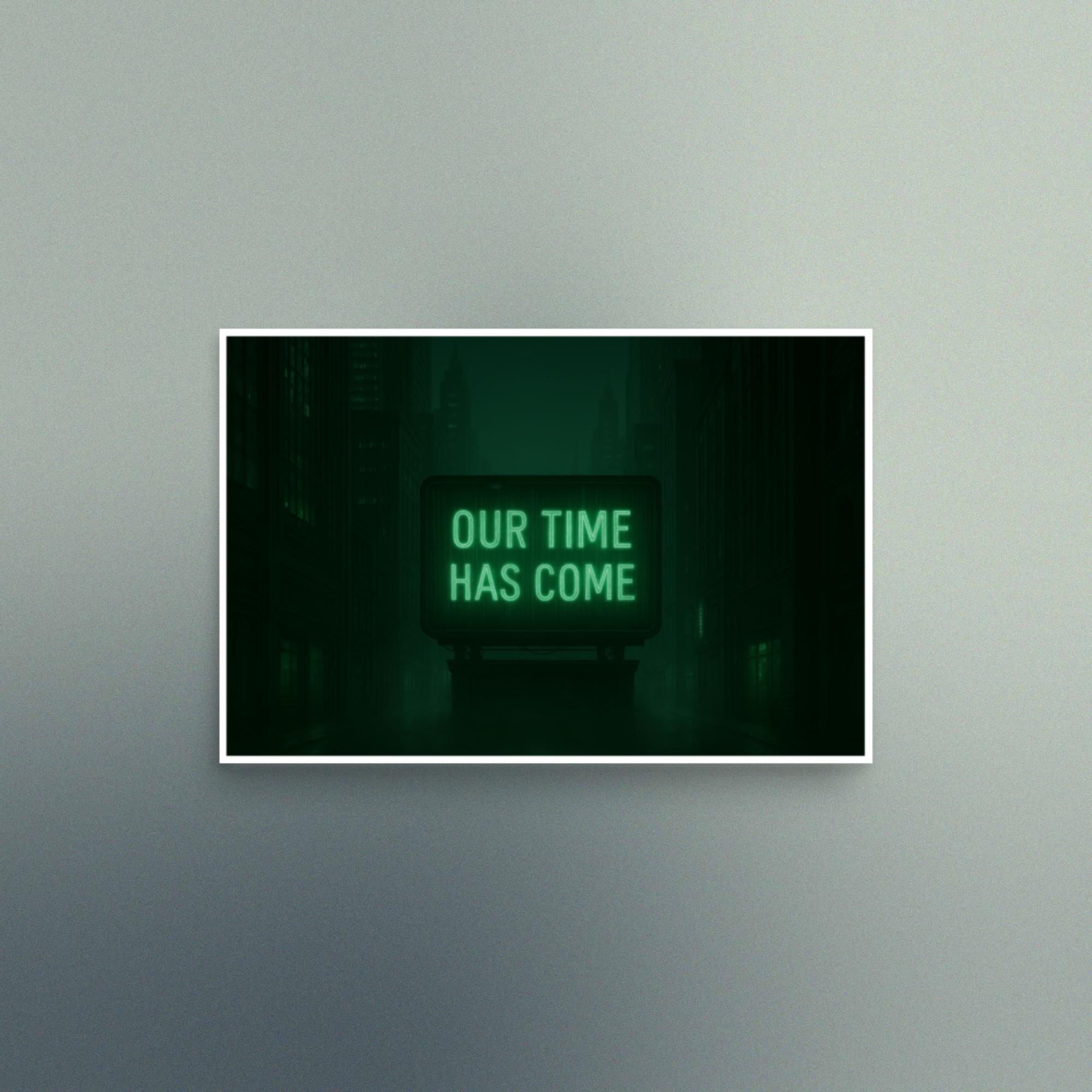 Our Time Has Come - Green Electric Monitor City Scene - Christian Devotional Art Print - Semi Gloss - Rectangle - Image 2