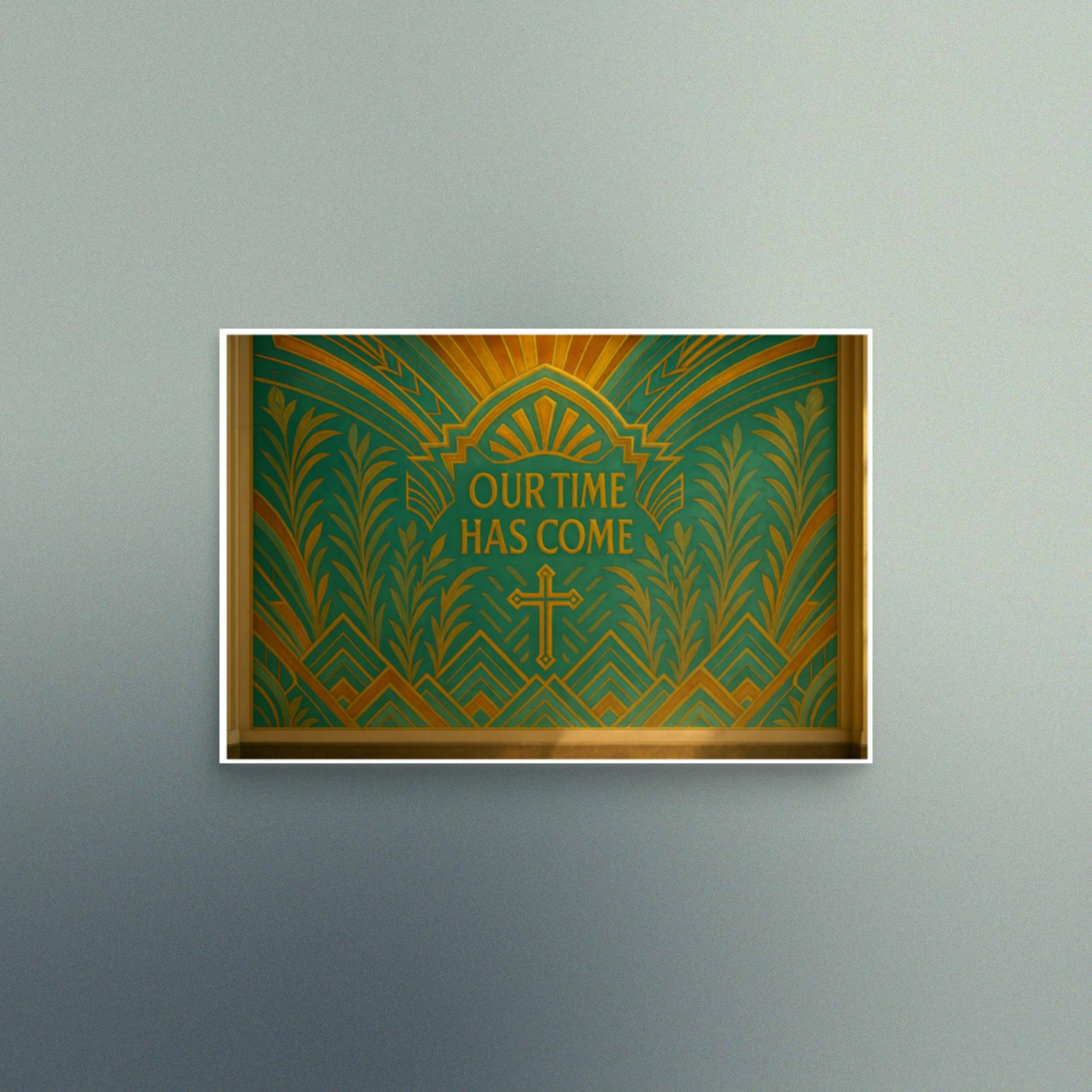 Our Time Has Come - Teal and Gold Art Deco Design - Semi Gloss - Rectangle - Image 2