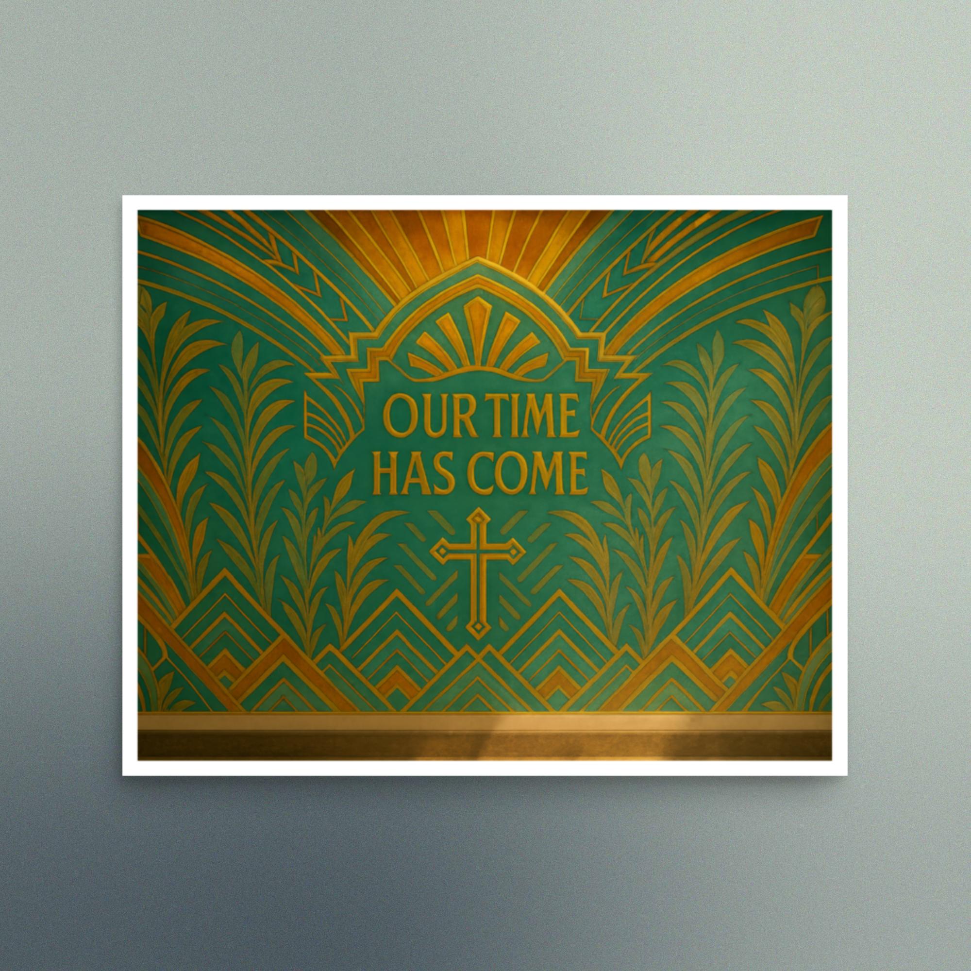Our Time Has Come - Teal and Gold Art Deco Design - Semi Gloss - Rectangle - Image 3