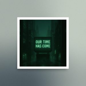 Our Time Has Come - Green Electric Monitor City Scene - Christian Devotional Art Print - Semi Gloss - Square