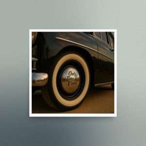 Our Time Has Come - Classic Car and Hubcap - Christian Devotional Art Print - Semi Gloss - Square