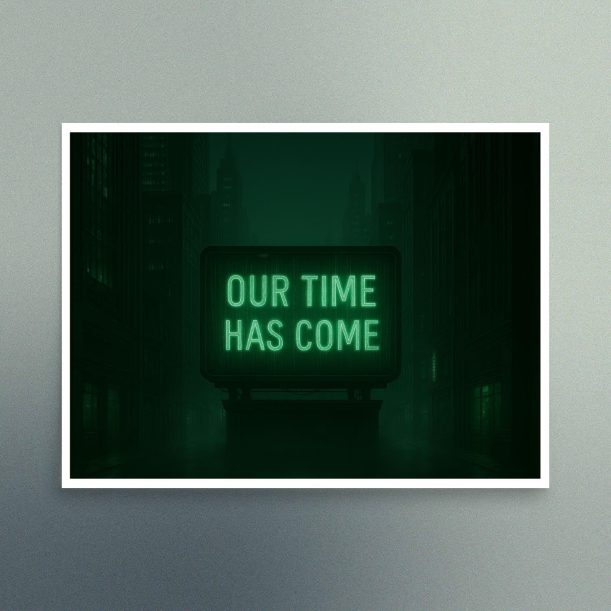 Our Time Has Come - Green Electric Monitor City Scene - Christian Devotional Art Print - Semi Gloss - Rectangle - Image 4