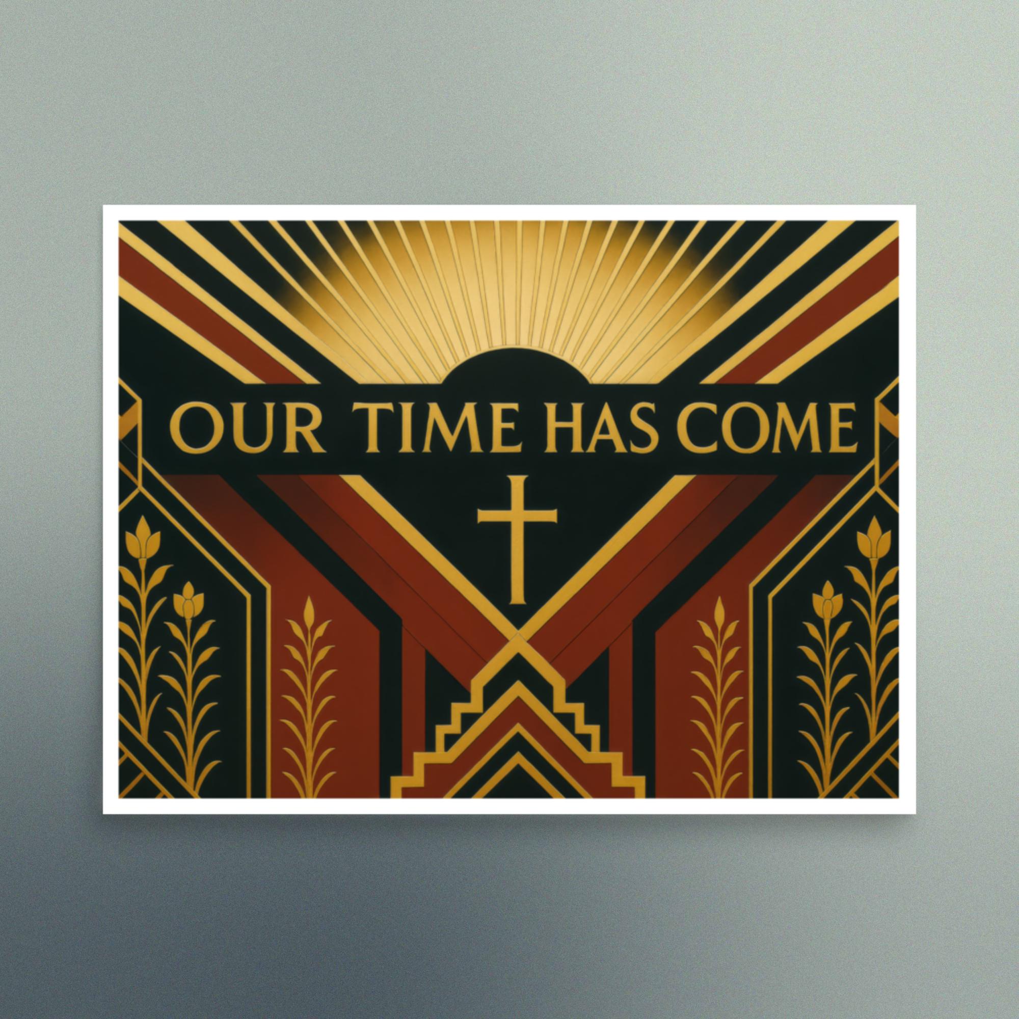 Our Time Has Come - Art Deco Design in Red - Christian Devotional Art Print - Semi Gloss - Rectangle - Image 3