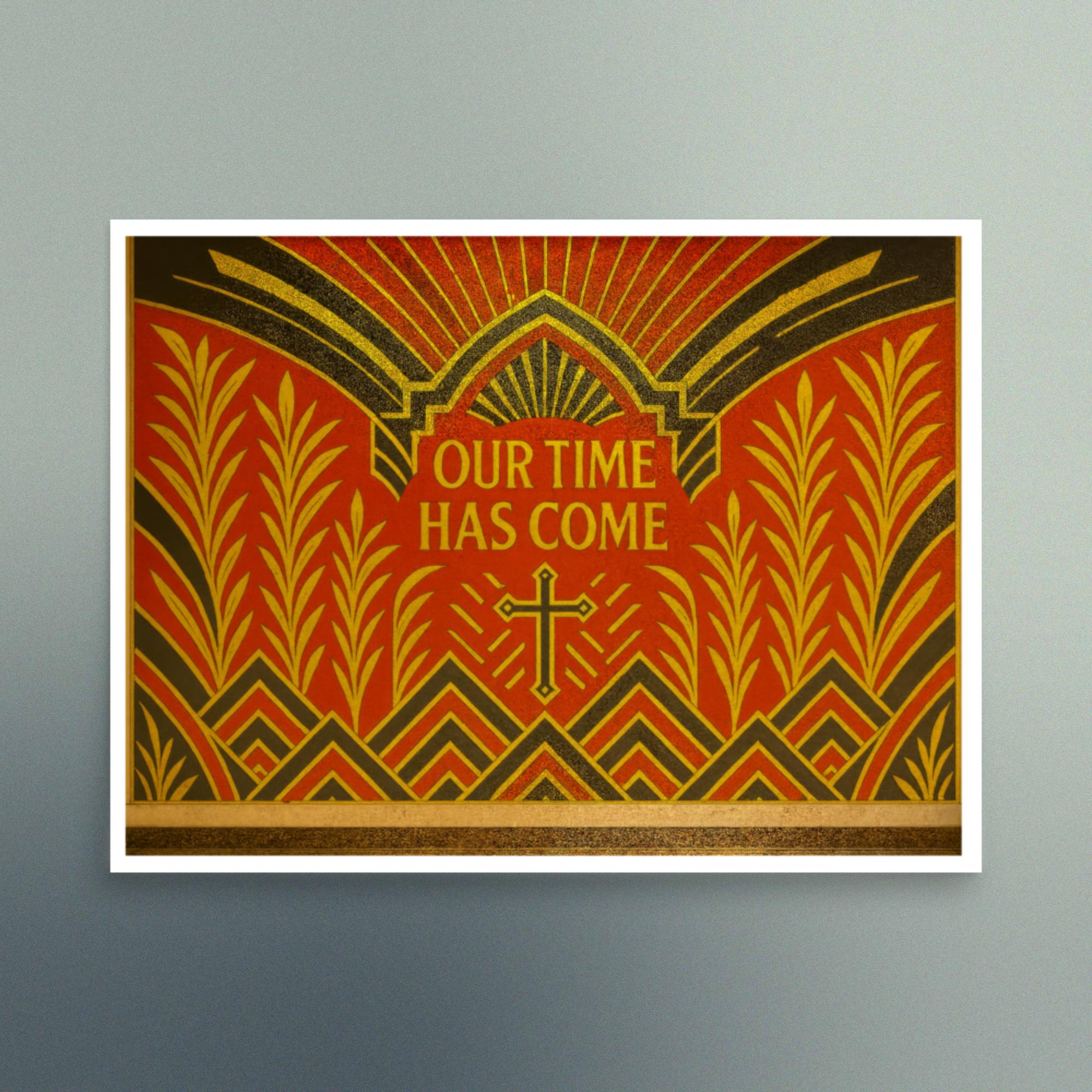 Our Time Has Come - Luminous Art Deco Red and Gold Design - Semi Gloss - Rectangle - Image 2
