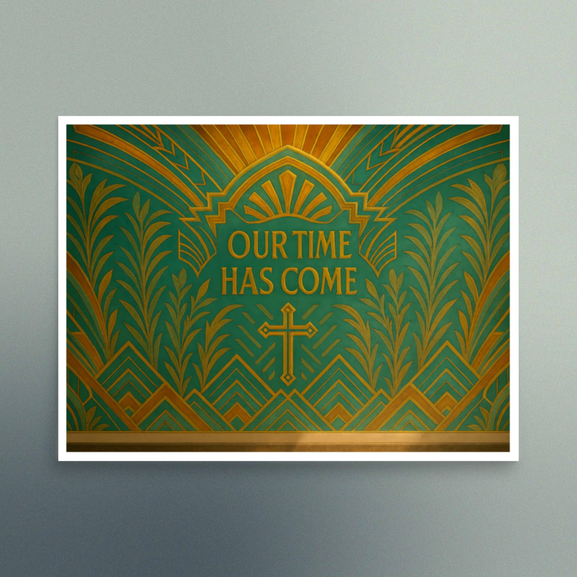 Our Time Has Come - Teal and Gold Art Deco Design - Semi Gloss - Rectangle - Image 4