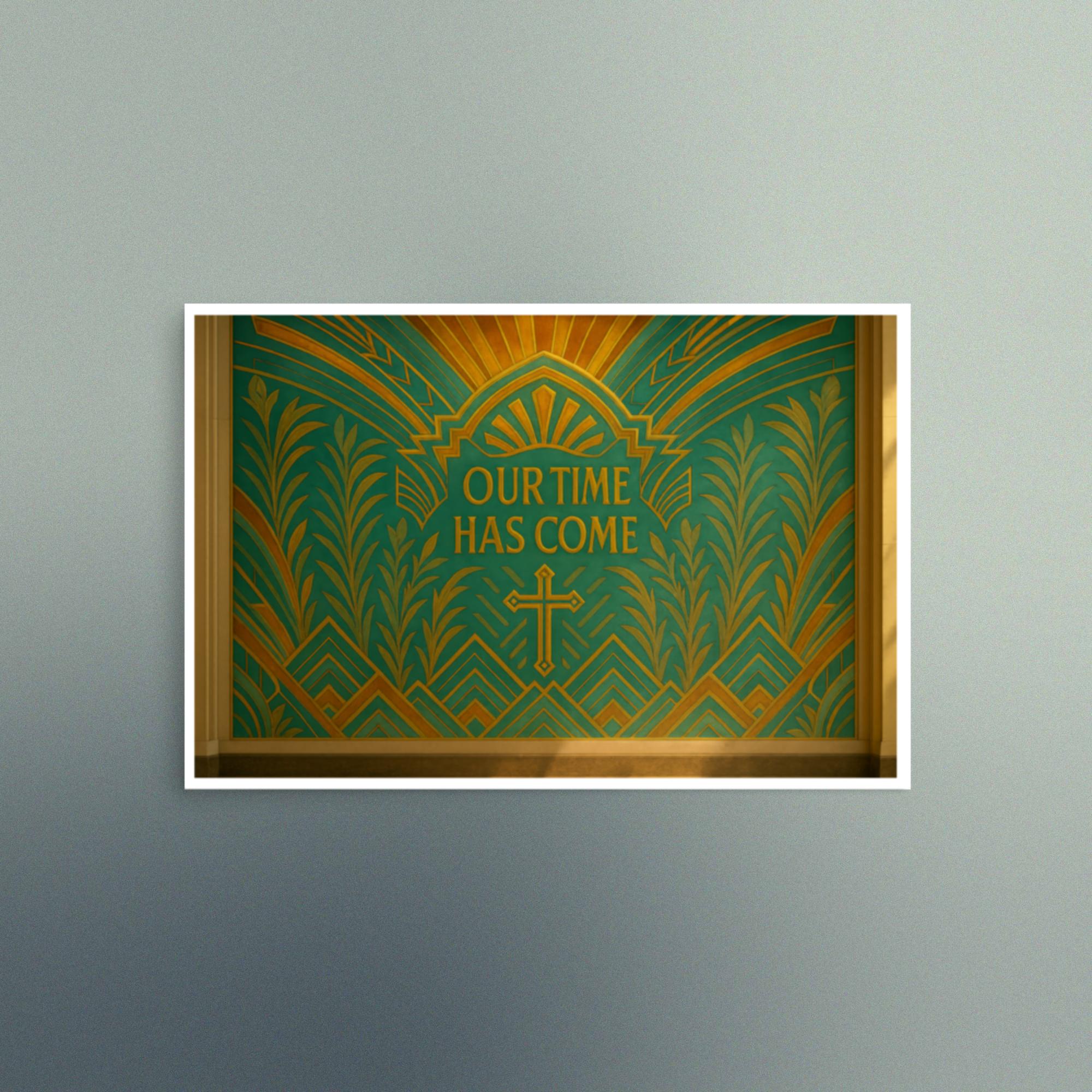Our Time Has Come - Teal and Gold Art Deco Design - Semi Gloss - Rectangle - Image 6