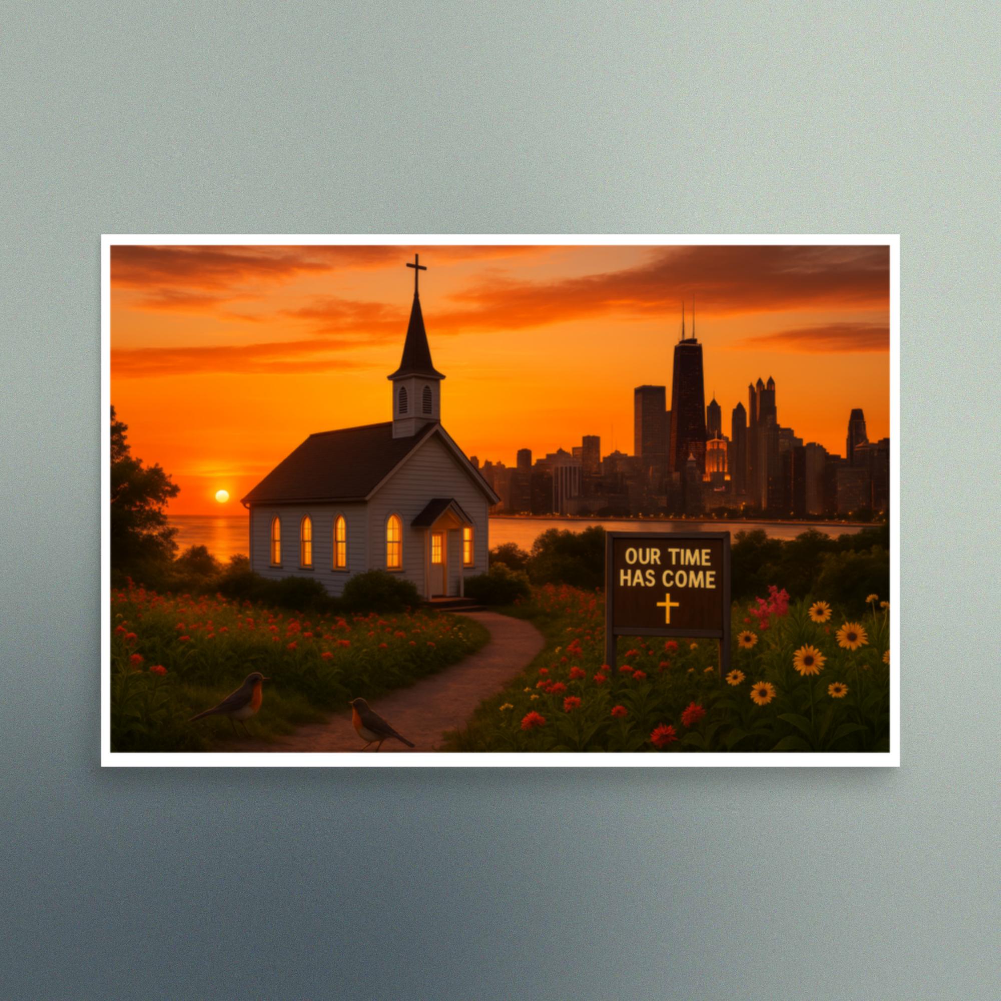 Our Time Has Come - Illinois Sunset - Christian Devotional Art Print - Semi Gloss - Rectangle