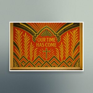 Our Time Has Come - Luminous Art Deco Red and Gold Design - Semi Gloss - Rectangle