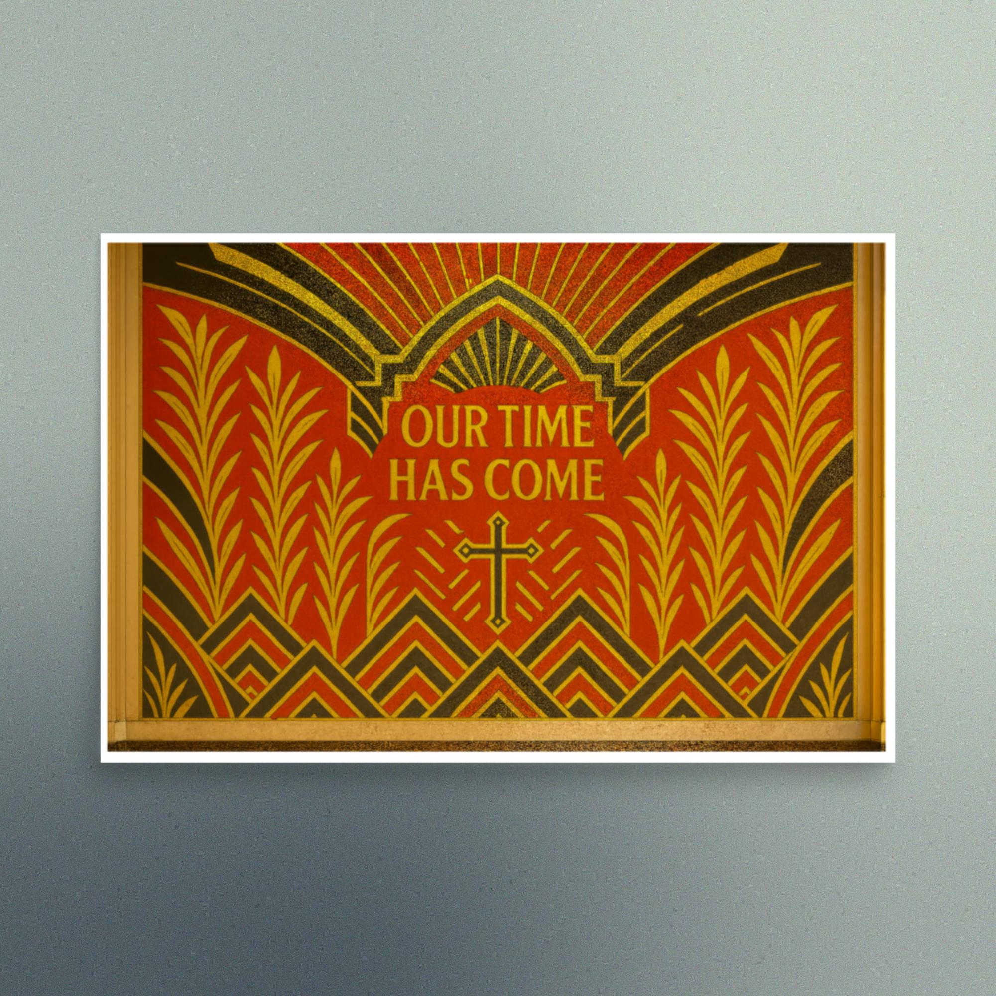 Our Time Has Come - Luminous Art Deco Red and Gold Design - Semi Gloss - Rectangle
