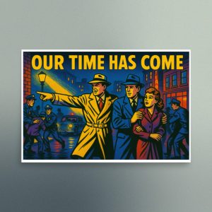 Our Time Has Come - 1940's Detective Comic Strip Scene - Christian Devotional Art Print - Rectangle