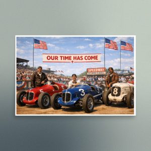 Our Time Has Come - American Open-wheel Racetrack Scene - Christian Devotional Art Print - Semi Gloss - Rectangle