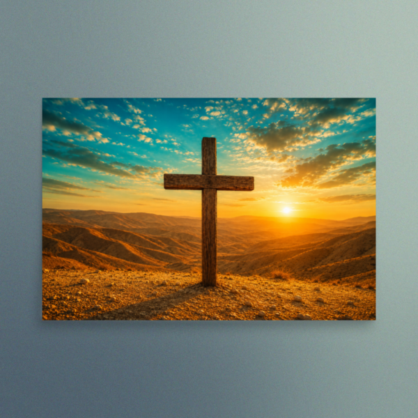 The Cross in the Judean Desert - Christian Devotional Art Print - Rectangle/Landscape