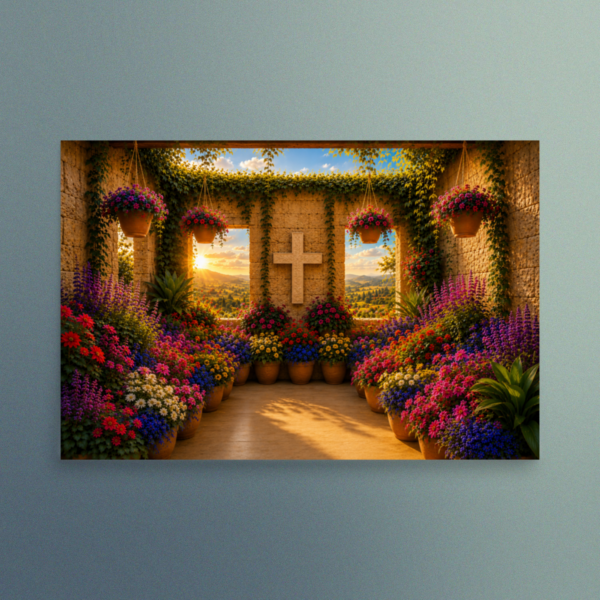 Sunlit Garden of Grace - Christian Devotional Art Print - Rectangle/Landscape