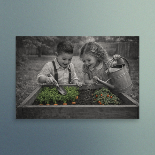 Our Enchanted Duo – Zach and Nellie -  A Garden of Wonder -  Vintage Wall Art