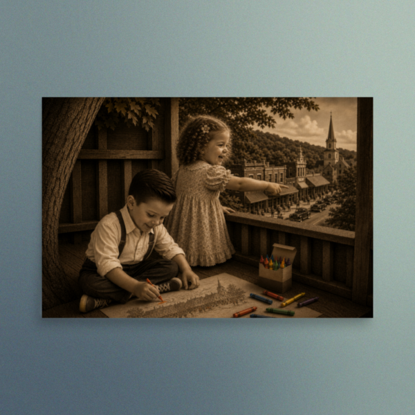Our Enchanted Duo – Zach and Nellie -  The Gift of Imagination  - Vintage Wall Art