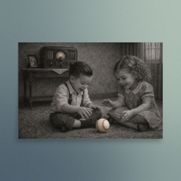 Our Enchanted Duo – Zach and Nellie -  The Joy of Play -  Vintage Wall Art