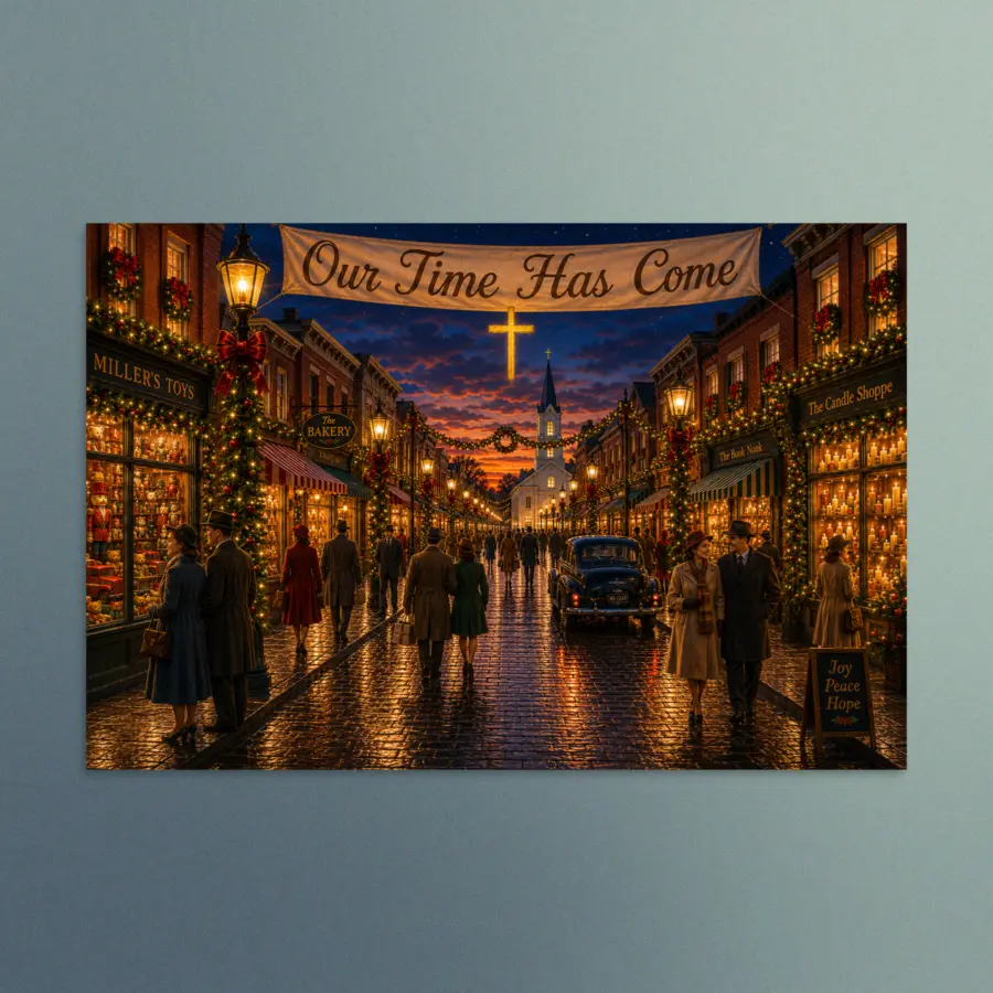 Our Time Has Come - Christmas On Main Street - Christian Devotional Art Print - Rectangle/Landscape