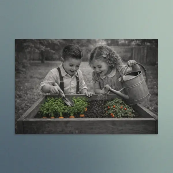 Our Enchanted Duo – Zach and Nellie -  A Garden of Wonder -  Vintage Wall Art