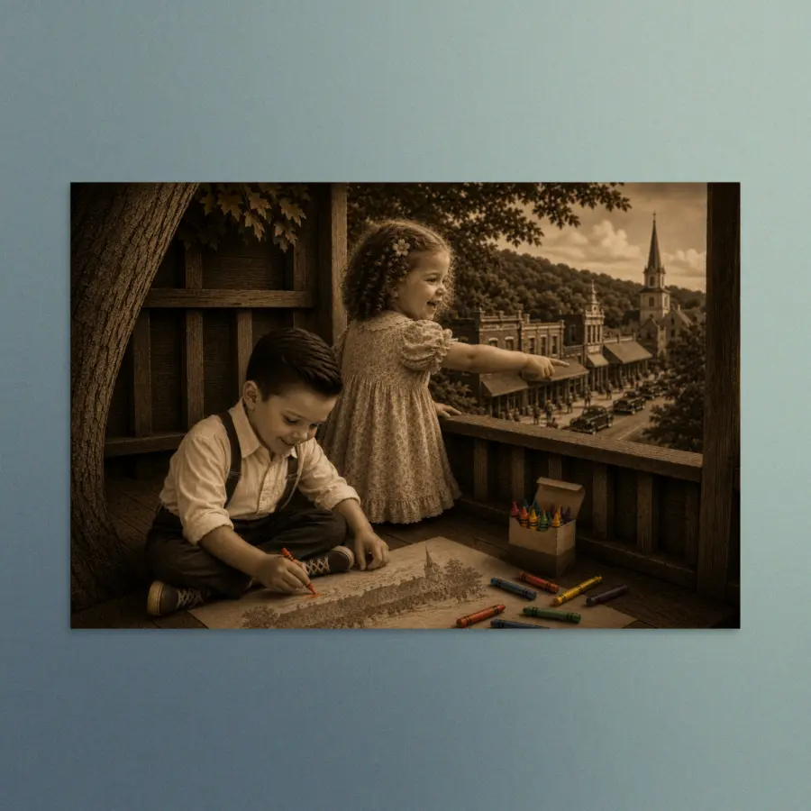 Our Enchanted Duo – Zach and Nellie -  The Gift of Imagination  - Vintage Wall Art