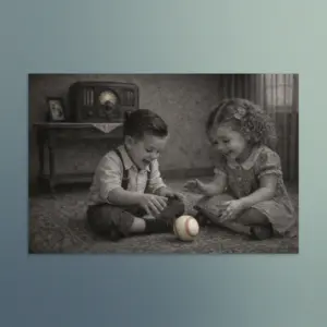 Our Enchanted Duo – Zach and Nellie -  The Joy of Play -  Vintage Wall Art