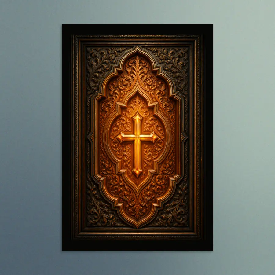 Gold Cross - Contemporary Christian Wall Art - The Sanctuary Collection