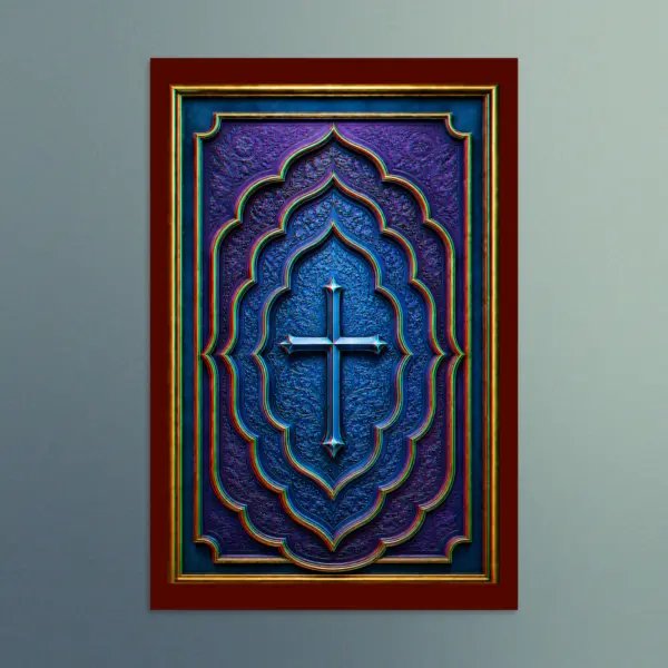 3D Blue Cross - Contemporary Christian Wall Art - The Sapphire Collection