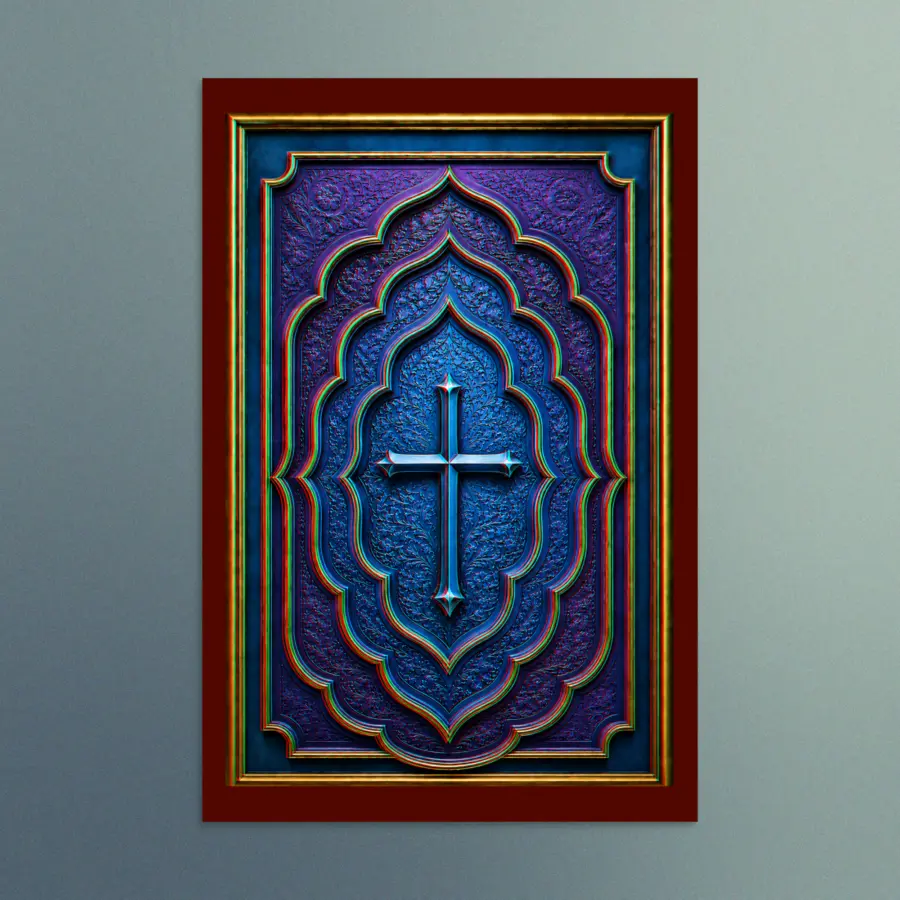 3D Blue Cross - Contemporary Christian Wall Art - The Sapphire Collection