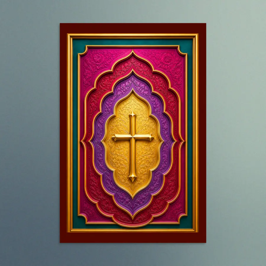 Gold Cross - Contemporary Christian Wall Art - The Radiance Collection