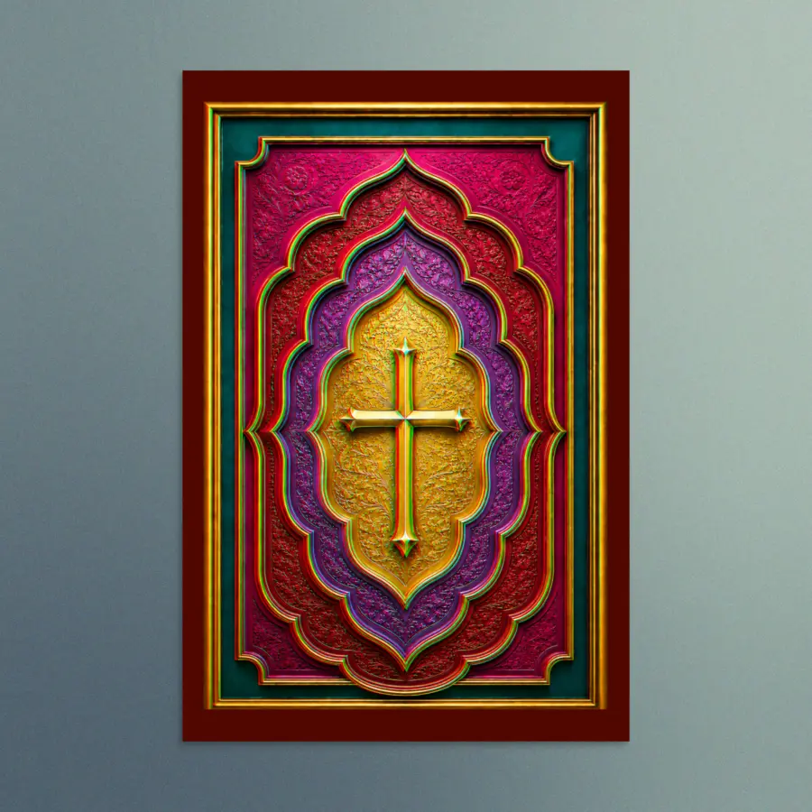 3D Gold Cross - Contemporary Christian Wall Art - The Radiance Collection